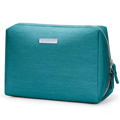 Narwey Makeup Bag Travel Cosmetic Bag Organizer Toiletry Bag Make Up Bags with Compartments for Women Girls (Large, Teal) - Image 1