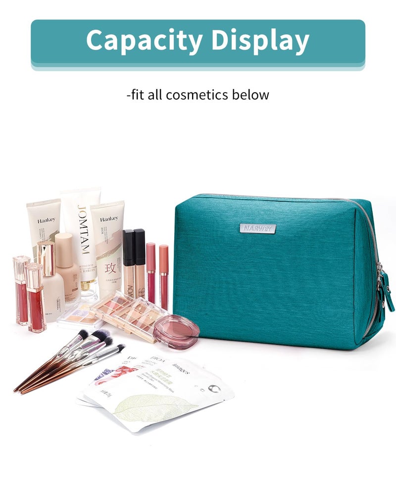 Narwey Makeup Bag Travel Cosmetic Bag Organizer Toiletry Bag Make Up Bags with Compartments for Women Girls (Large, Teal) - Image 5