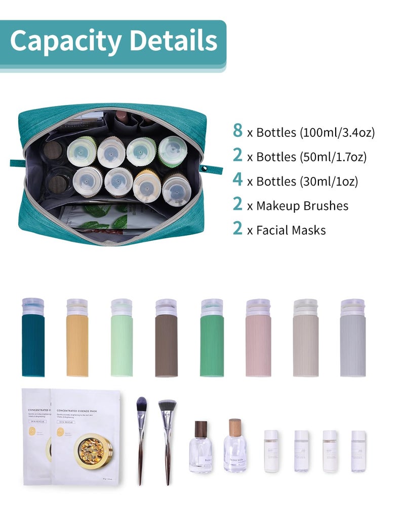Narwey Makeup Bag Travel Cosmetic Bag Organizer Toiletry Bag Make Up Bags with Compartments for Women Girls (Large, Teal) - Image 3