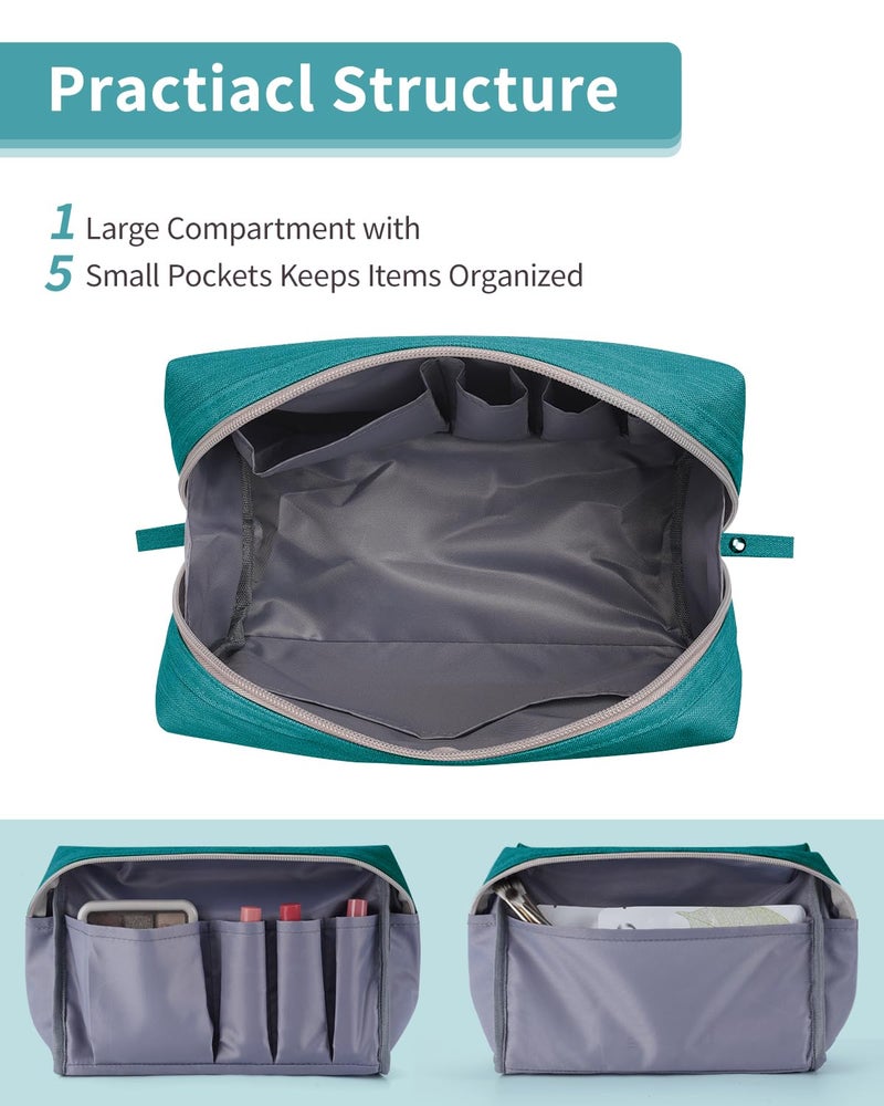Narwey Makeup Bag Travel Cosmetic Bag Organizer Toiletry Bag Make Up Bags with Compartments for Women Girls (Large, Teal) - Image 4