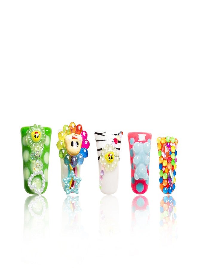 LOVFUL Press on Nails Lovkashi Flower | Handmade with Full Covered Crystals | Reusable Full Cover Nails | Duck Classic Regular 1.3 in | H65-M - Image 2