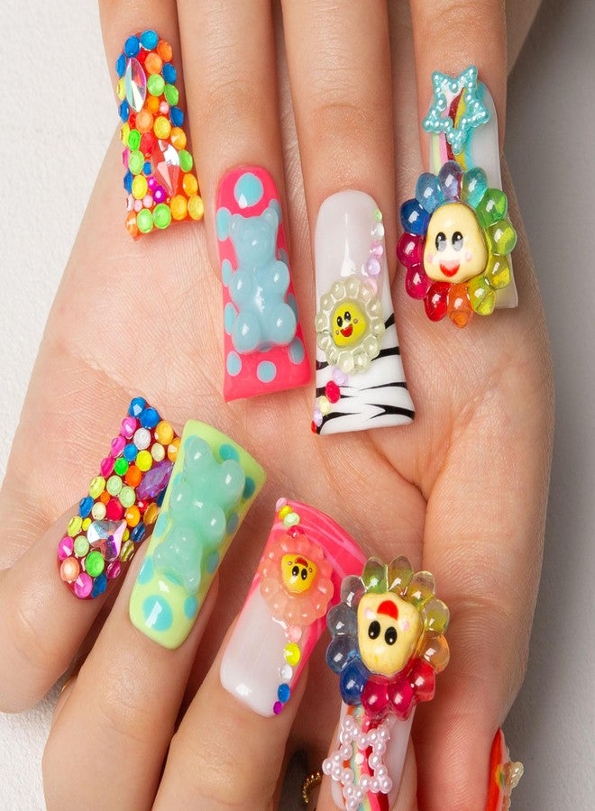 LOVFUL Press on Nails Lovkashi Flower | Handmade with Full Covered Crystals | Reusable Full Cover Nails | Duck Classic Regular 1.3 in | H65-M - Image 4