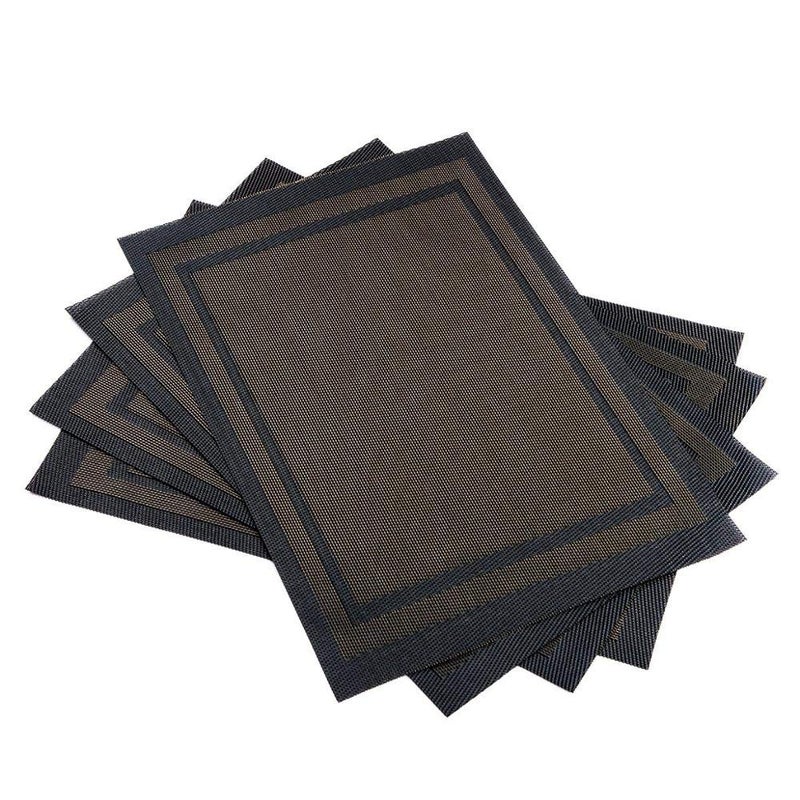 Leeonz Easy to Clean Non-Slip Heat Resistant Dining Table Mats,Washable Crossweave Woven Vinyl PVC Place mats,45CM x 30CM (Black, Set of 4pcs) - Image 2