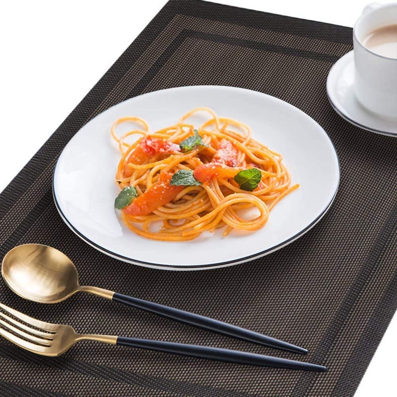 Leeonz Easy to Clean Non-Slip Heat Resistant Dining Table Mats,Washable Crossweave Woven Vinyl PVC Place mats,45CM x 30CM (Black, Set of 4pcs) - Image 3