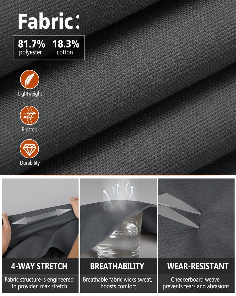 IGOLUMON Men's Stretch Tactical Pants, Ripstop Cargo Pants Outdoor Lightweight EDC Hiking Work Pants with 10 Pockets,Grey - Image 4