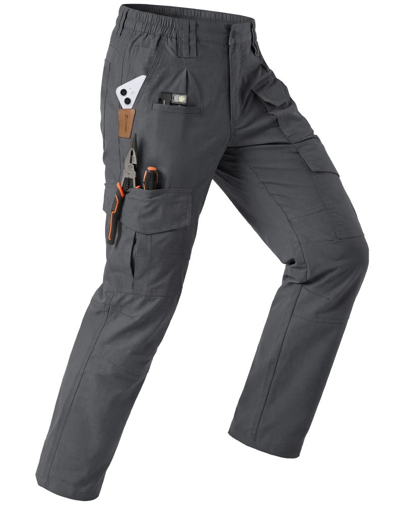 IGOLUMON Men's Stretch Tactical Pants, Ripstop Cargo Pants Outdoor Lightweight EDC Hiking Work Pants with 10 Pockets,Grey - Image 1