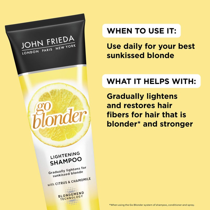John Frieda Sheer Blonde Go Blonder Shampoo, Gradual Lightening Shampoo, 8.3 oz, with Citrus and Chamomile, featuring our BlondMend Technology 8.3Oz Bottle - Image 3