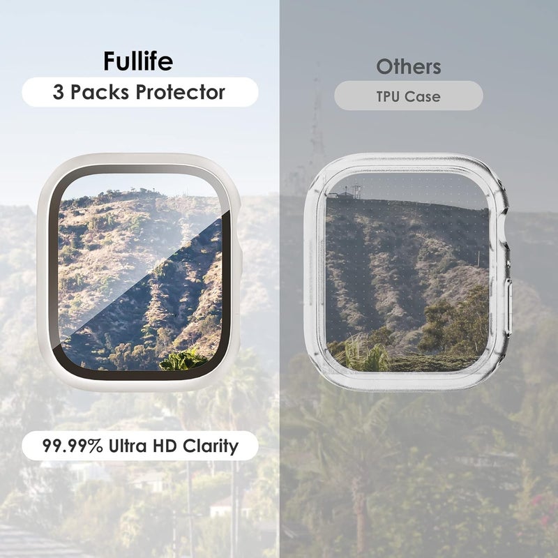 FULLIFE 3 Pack Screen Protector 40mm Compatible for Apple Watch Series 6/5/4/SE(2025-2020) with 9H Tempered Glass,Overall Shockproof Cover Protective Case for iWatch 40mm(Black/Silver/Transparent) - Image 2