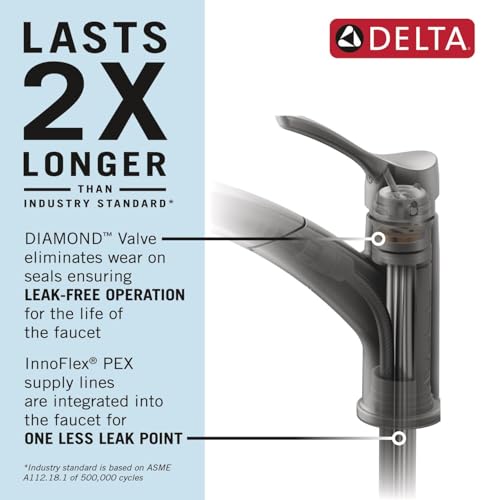 Delta Almari Chrome Kitchen Faucet with Pull-Out Sprayer, Modern Single Hole Kitchen Sink Faucet, Single Handle, Chrome 16943-DST - Image 4