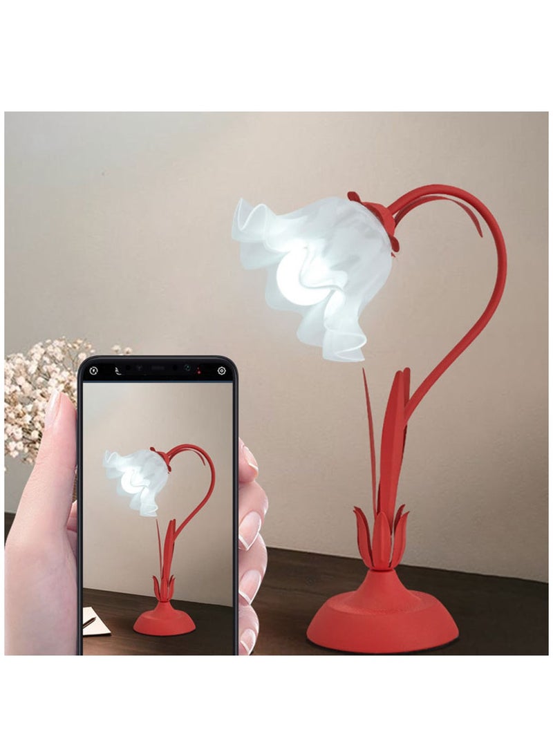 Arabest مصباح طاولة بجانب السرير عصري من الزجاج الملون ومصابيح قراءة قابلة للتعتيم ومصابيح مكتبية ذات إضاءة واحدة وطويلة لغرفة النوم وغرفة المعيشة والمكتب وخزانة الملابس - Image 3