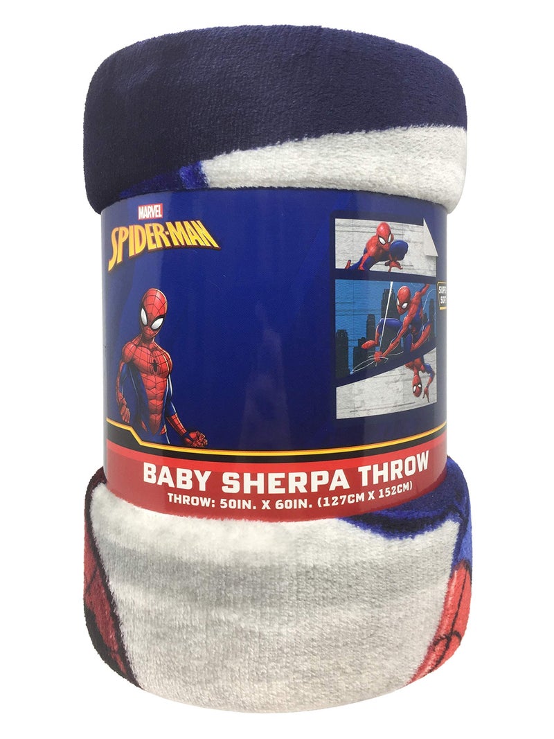 Jay Franco Marvel Spiderman City Swinger Sherpa Throw Blanket - Measures 50 x 60 inches, Kids Bedding - Fade Resistant Super Soft - Image 3