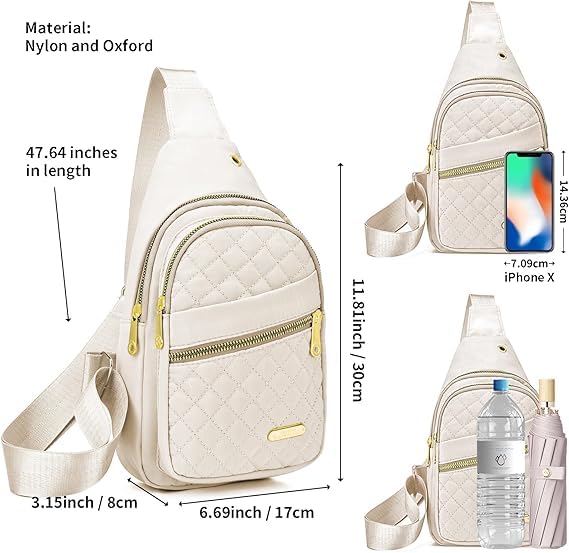 Xpandio Small Sling Backpack Sling Bag for Women Men, Chest Bag Daypack Crossbody for Travel Sport Running Hiking (Beige) - Image 3