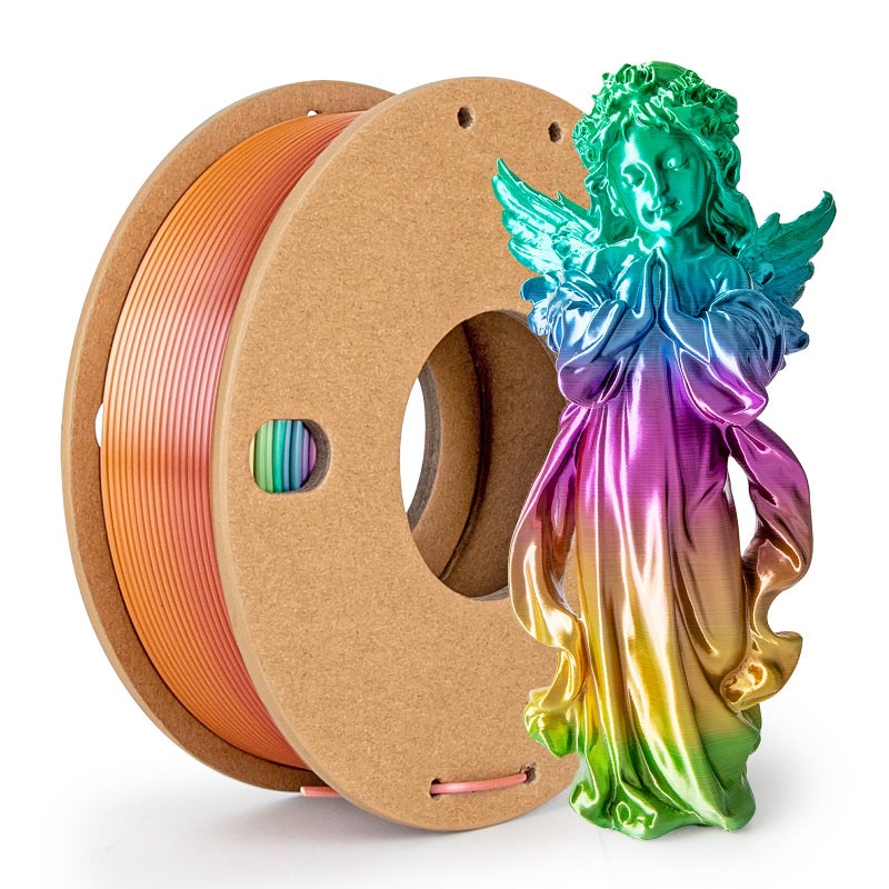 3Dgenius Silk Rainbow PLA Filament 1.75mm Silk PLA 3D Printer Filament Shiny Fast Color Changing Gradient Filament Fit Most FDM Printers, 250g Spool(0.55lbs), Candy Series - Image 1