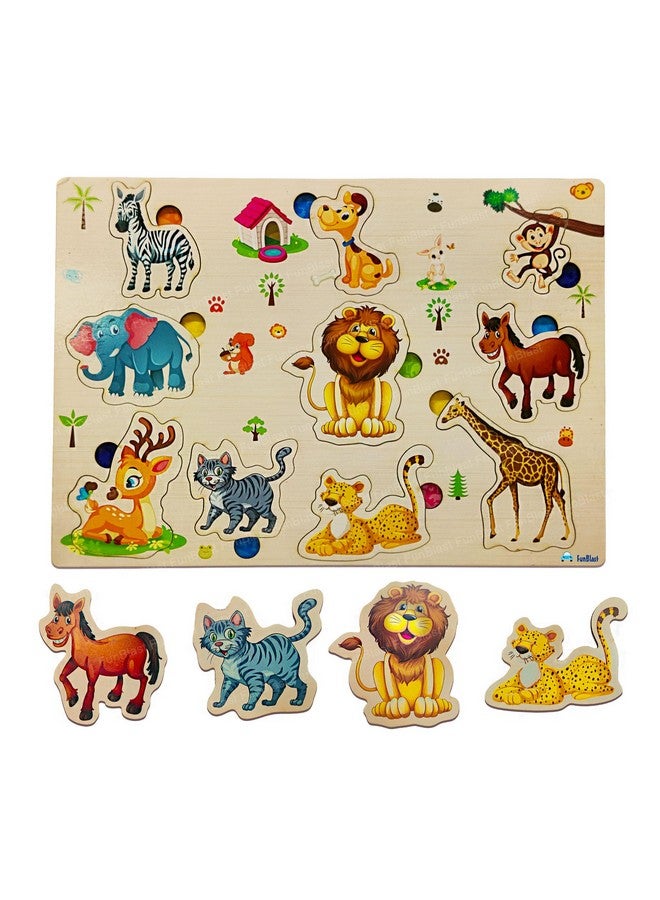 فنبلاست لوحة ألغاز خشبية من فن بلاست للأطفال - لوحة تعليمية للحيوانات، لوحة ألغاز تعليمية لمرحلة ما قبل المدرسة ومونتيسوري، ألعاب اصنعها بنفسك للأطفال، مجموعة ألواح ألغاز مطابقة خشبية، ألعاب فرز الأشكال