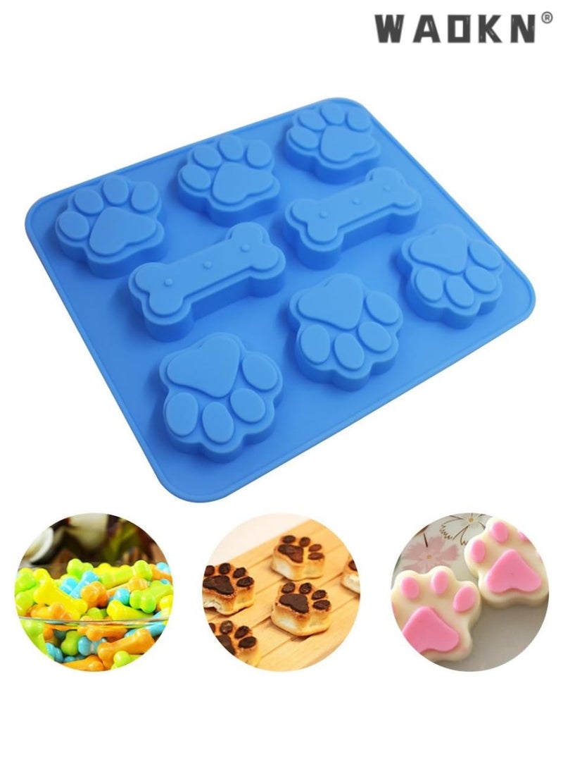 WAOKN Creative Silicone Mold for Dog-themed Ice Cubes and Cookies, with 6 Bone Shapes and 18 Paw Print Shapes, Must-have for Pet Lovers（Blue+Pink+Purple） - Image 4