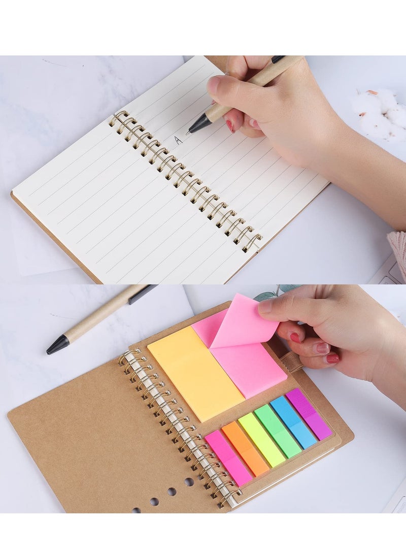 Chielor Chielor 4 Pack Lined Spiral Notebook, A5 Notepad with Pen in Holder Sticky Notes and Page Marker Colored Index Tabs Small Pocket Notebooks for Office School Supplies, 4.7 x 5.9 Inch, 4 Colors  - Image 5
