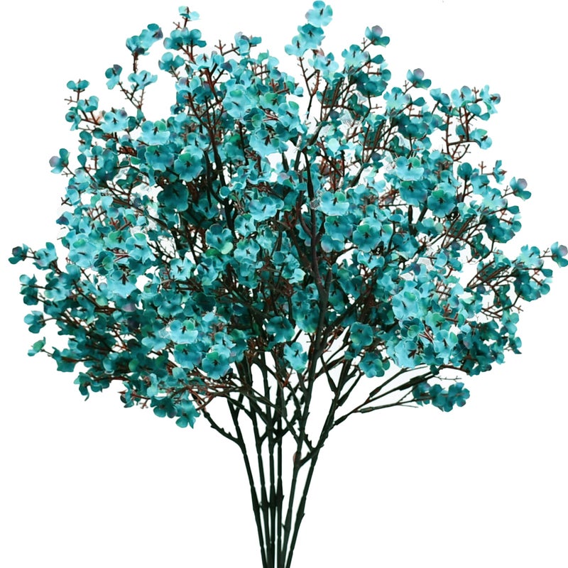Mandy's Teal Artificial Babyâ€™s Breath European Flowers 6 Bundles Silk Gypsophila with Bendable Stems for Valentine's Day and Easter Centerpiece Wedding Decor and Table Arrangements - Image 1