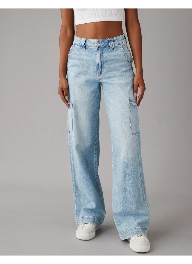 American Eagle - AE Dreamy Drape Stretch Super High-Waisted Cargo Baggy Wide-Leg Jean - Image 1