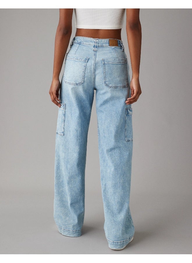 American Eagle - AE Dreamy Drape Stretch Super High-Waisted Cargo Baggy Wide-Leg Jean - Image 1