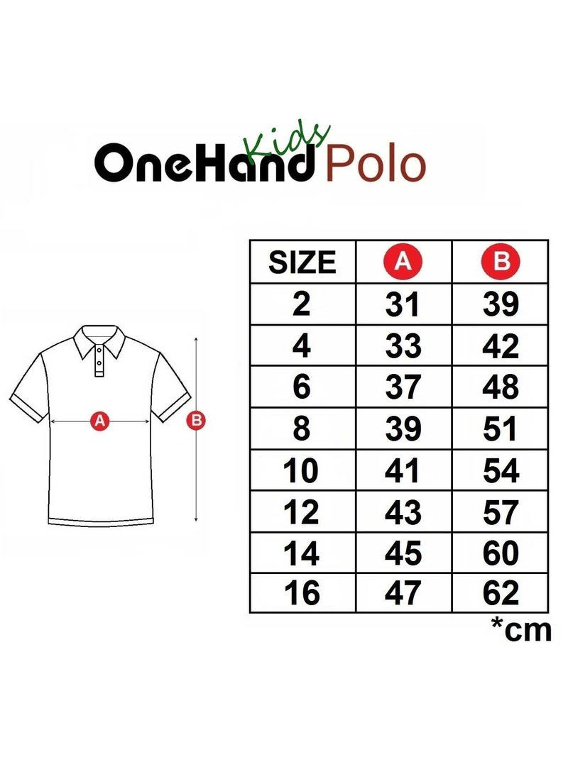 OneHand T-Shirt Polo Cotton Short Sleeves For Kids - Red - Image 4