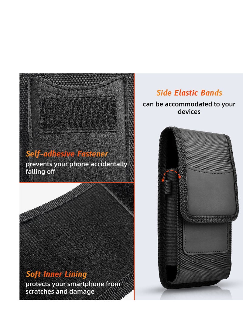 ELLAGECASE حافظة عمودية عالمية (حجم XL) - جودة ممتازة، أنيقة ومريحة، تصميم مدمج ولكنه واسع، إغلاق مريح، فتحة بطاقة مع حماية رقمية - Image 2