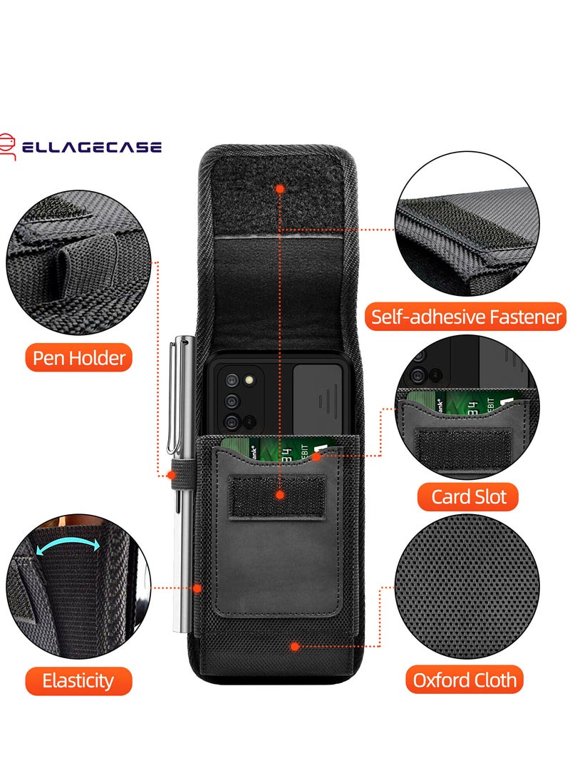 ELLAGECASE حافظة عمودية عالمية (حجم XL) - جودة ممتازة، أنيقة ومريحة، تصميم مدمج ولكنه واسع، إغلاق مريح، فتحة بطاقة مع حماية رقمية - Image 5