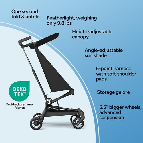 Mompush Jeto Lightweight Travel Stroller – 9.8 lbs Ultra-Compact, One-Hand Fold, Airplane Cabin Approved, All-Terrain Wheels, Smooth Ride for Toddlers, Perfect for Travel & Daily Use - Image 5
