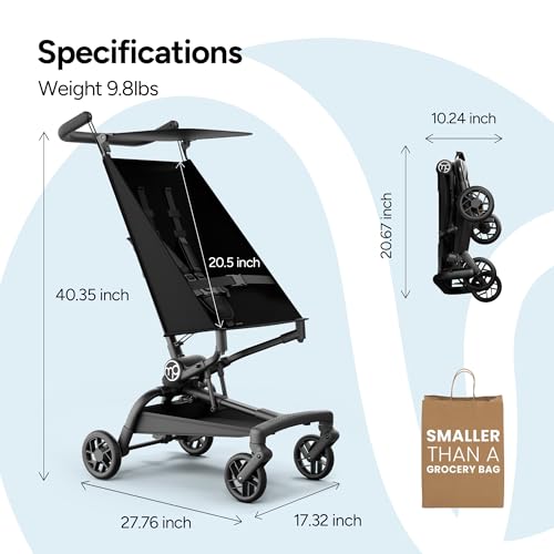 Mompush Jeto Lightweight Travel Stroller – 9.8 lbs Ultra-Compact, One-Hand Fold, Airplane Cabin Approved, All-Terrain Wheels, Smooth Ride for Toddlers, Perfect for Travel & Daily Use - Image 4