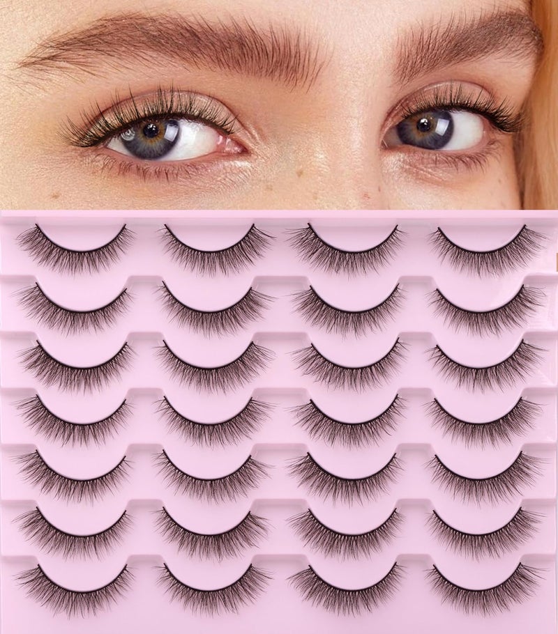 Kiromiro Natural Lashes 10mm Wispy False Eyelashes Natural Look Faux Mink Wispies Eyelashes Soft Strip Lashes Pack by Kiromiro