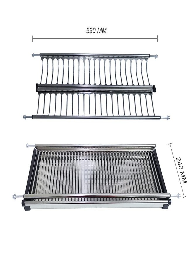 HYDERON Stainless Steel Dish Plate Rack Drainer | Fits Cabinet Width 600MM (60CM) x 10 Inch (Pack of 3 Pieces) | Space-Saving Draining Rack for Kitchen Cabinets and Countertops - Image 2