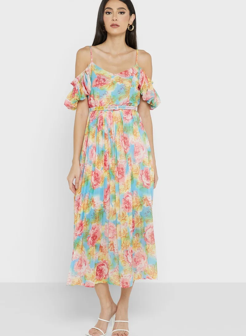 ELLA Cold Shoulder Printed Dress