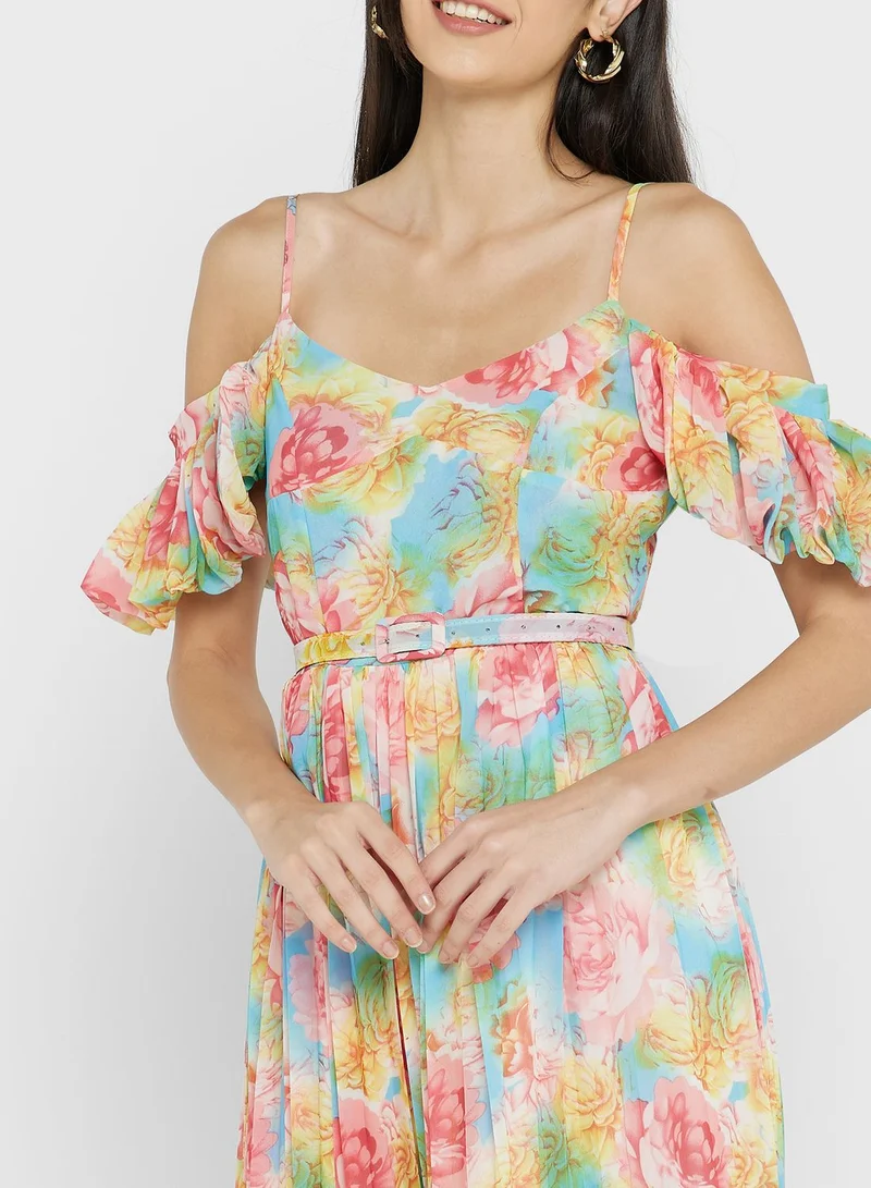 ELLA Cold Shoulder Printed Dress