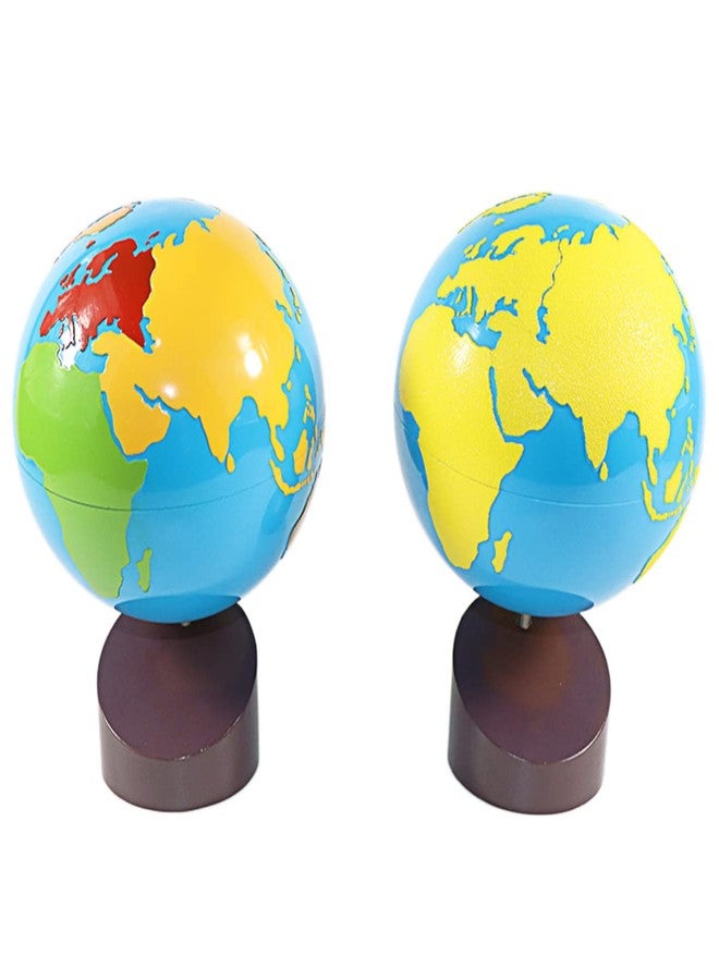 Gudong Montessori Geography Materials Globe of World Parts/Continents Preschool Early Educational Equipment Kids Culture Learning Toys Know World Globe (Yellow) - Image 2
