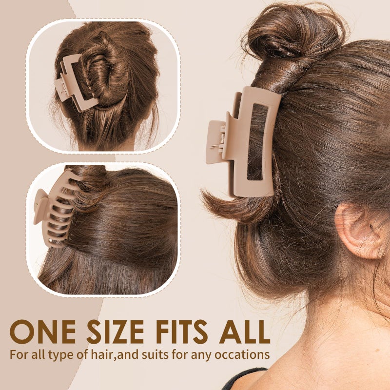 Mia Klein Hair Claw Clips for Women Matte Non-Slip 8-Pack | 4.3 inch & 3.5 inch Hair Clips | Strong Hold for Thick/Thin Hair & Curly Hair | Neutral Colors, All-Day Secure Grip - Image 3