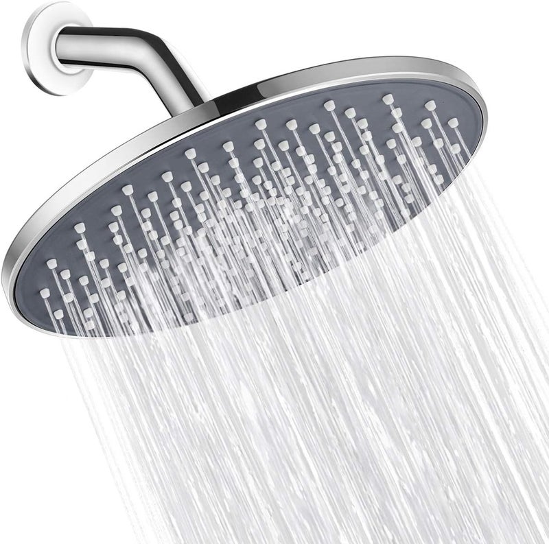 VMASSTONE Large Shower Head 9In High Pressure Showerhead - Tool Free Installation- with Large Spray Surfaces and 200 Nozzles for Delicate and Unstimulate Shower Experience (EM-001 Chrome/Dark Grey) - Image 1