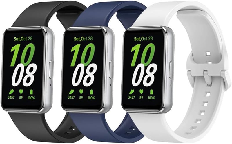 KASTWAVE 3-Pack Breathable Silicone Straps Compatible with Samsung Galaxy Fit 3 (SM-R390) – Quick Release Sport Bands – Black/Blue/White - Image 2