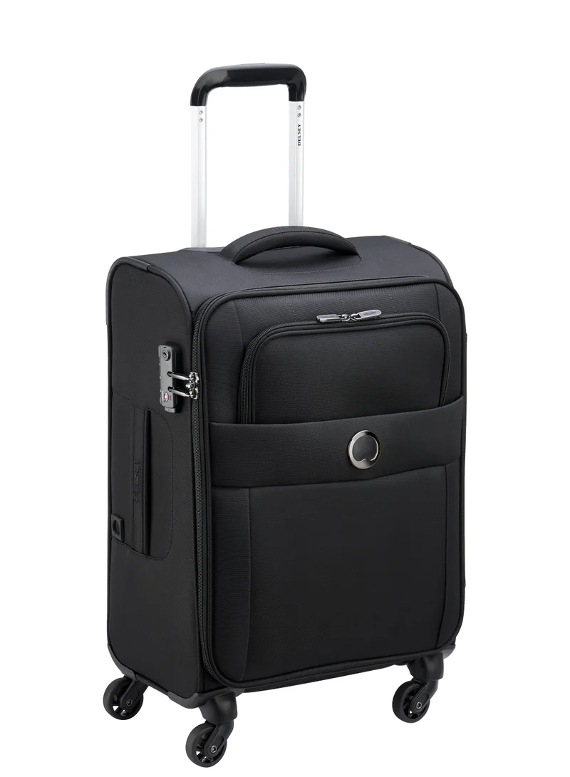 DELSEY Paris Cuzco 55cm Softcase 4 Wheel Cabin Trolley Case Black