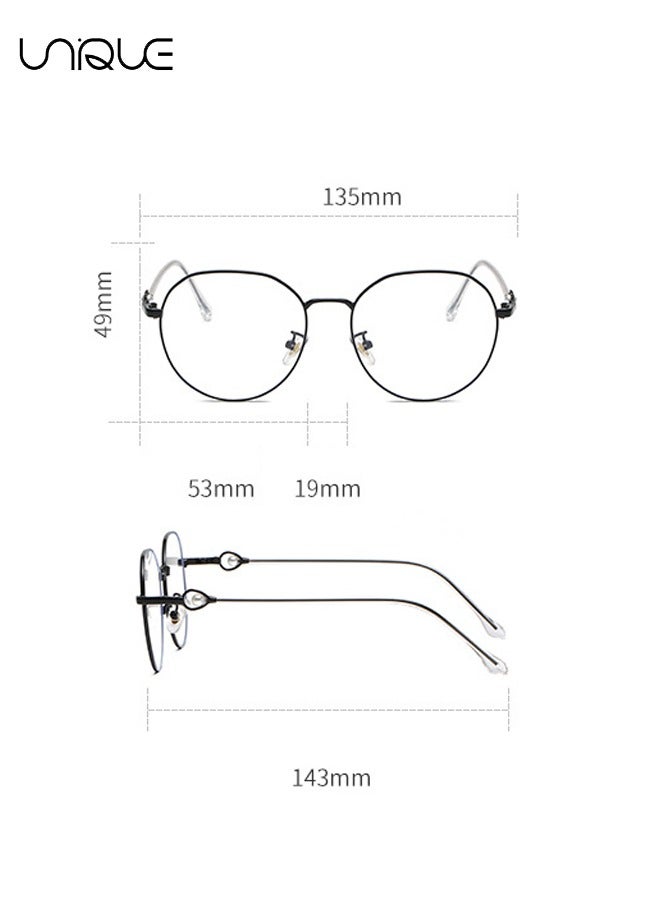 يونيك نظارات - نظارات حجب الضوء الأزرق - نظارات ذات إطار كبير - معابد اللؤلؤ - نظارات غير قصيرة النظر - نسائي للقراءة / الألعاب / التلفزيون / نظارات الهاتف المحمول للرجال - مضاد لإجهاد العين (أسود) - Image 2
