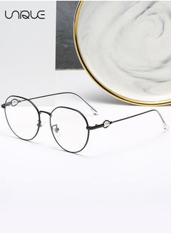 Unique Glasses - Blue Light Blocking Glasses - Large Frame Glasses - Pearl Temples - Non-Myopic Glasses - Women's Men's Computer Reading/Gaming/TV/Mobile Phone Glasses - Anti-Eye Fatigue (Black)  - Image 5
