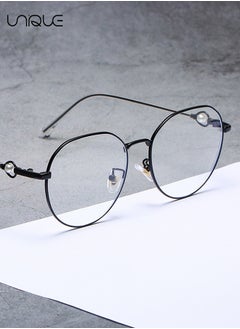 Unique Glasses - Blue Light Blocking Glasses - Large Frame Glasses - Pearl Temples - Non-Myopic Glasses - Women's Men's Computer Reading/Gaming/TV/Mobile Phone Glasses - Anti-Eye Fatigue (Black)  - Image 4