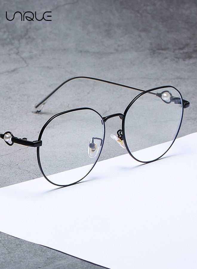 يونيك نظارات - نظارات حجب الضوء الأزرق - نظارات ذات إطار كبير - معابد اللؤلؤ - نظارات غير قصيرة النظر - نسائي للقراءة / الألعاب / التلفزيون / نظارات الهاتف المحمول للرجال - مضاد لإجهاد العين (أسود) - Image 4