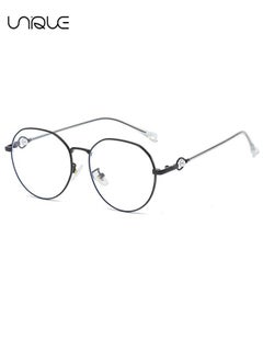 Unique Glasses - Blue Light Blocking Glasses - Large Frame Glasses - Pearl Temples - Non-Myopic Glasses - Women's Men's Computer Reading/Gaming/TV/Mobile Phone Glasses - Anti-Eye Fatigue (Black)  - Image 1