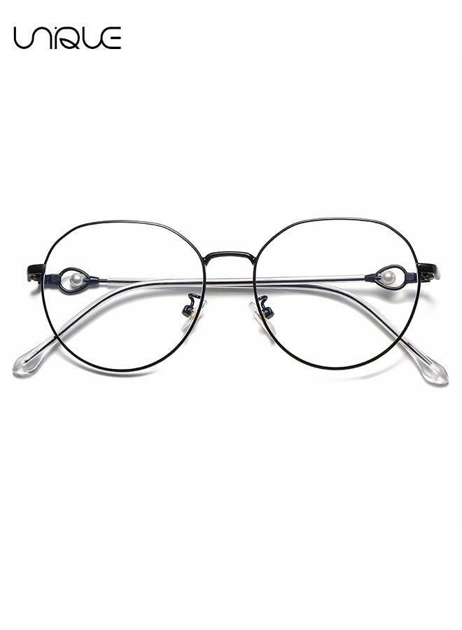 يونيك نظارات - نظارات حجب الضوء الأزرق - نظارات ذات إطار كبير - معابد اللؤلؤ - نظارات غير قصيرة النظر - نسائي للقراءة / الألعاب / التلفزيون / نظارات الهاتف المحمول للرجال - مضاد لإجهاد العين (أسود) - Image 3