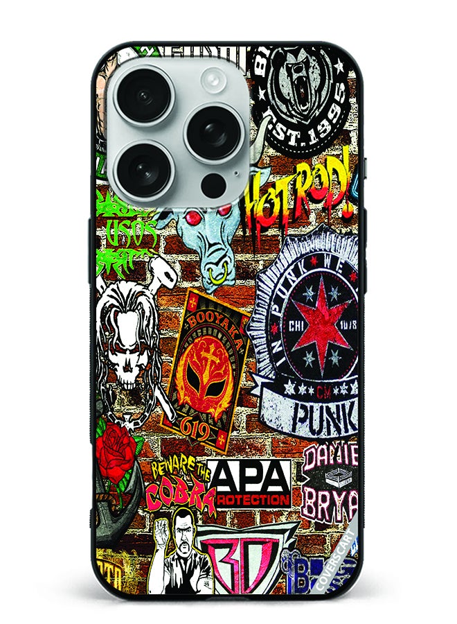 Protective Case Cover For Apple iPhone 16 Pro Max Poster Stamps Design Multicolour