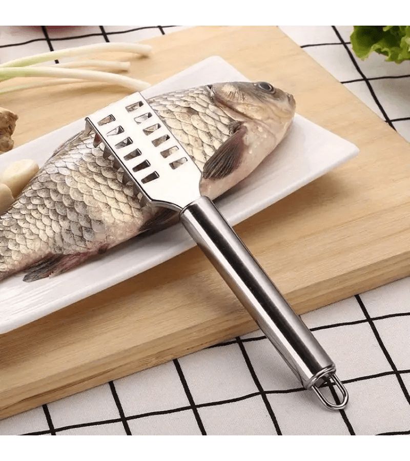 Nordic Silvery Stainless Steel Fish Scale Scraper With Sawtooth Edge Kitchen Cleaning Tool - Image 3