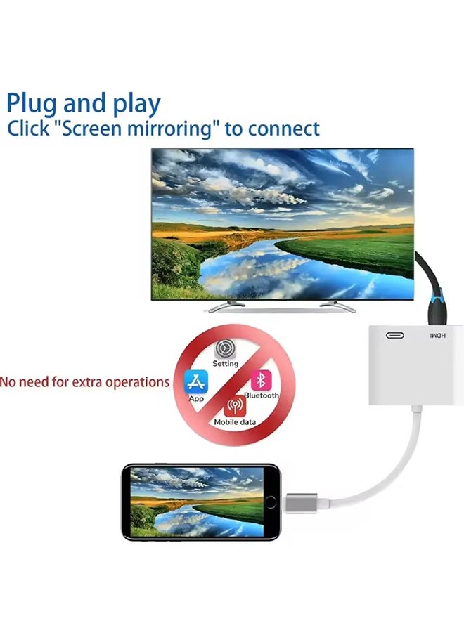 Generic 2 In 1 1080P Lighting To HDMI OTG Adapter Fast Charging Hub Converter For iPhone Laptop Tablet Multi Port TF Memory Card Reader  - Image 2