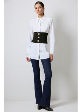 Touche Poplin Shirt with Knitwear Garnish  - Image 2