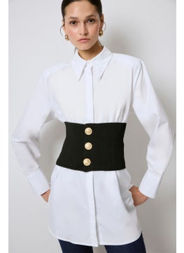 Touche Poplin Shirt with Knitwear Garnish  - Image 4