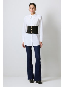 Touche Poplin Shirt with Knitwear Garnish  - Image 1