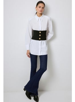 Touche Poplin Shirt with Knitwear Garnish  - Image 3
